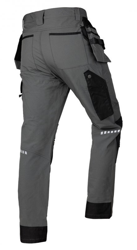 Spodnie robocze Mix&Match, 4 way stretch, z kaburami, Cordura, szaro-czarne, rozmiar S