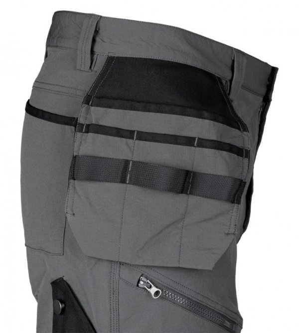 Spodnie robocze Mix&Match, 4 way stretch, z kaburami, Cordura, szaro-czarne, rozmiar S