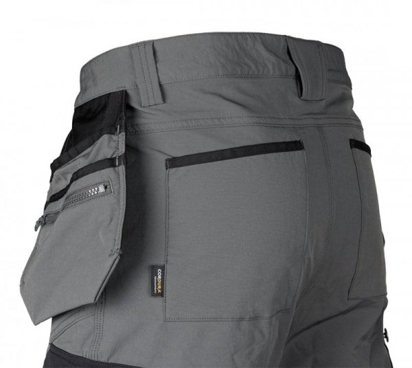Spodnie robocze Mix&Match, 4 way stretch, z kaburami, Cordura, szaro-czarne, rozmiar L