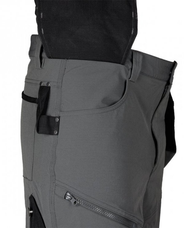 Spodnie robocze Mix&Match, 4 way stretch, z kaburami, Cordura, szaro-czarne, rozmiar XXL