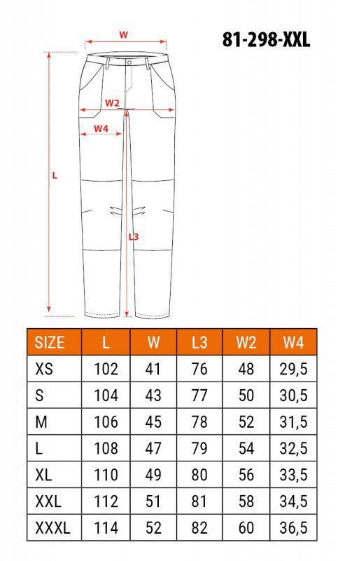 Spodnie robocze Mix&Match, stretch, szare, rozmiar XXL