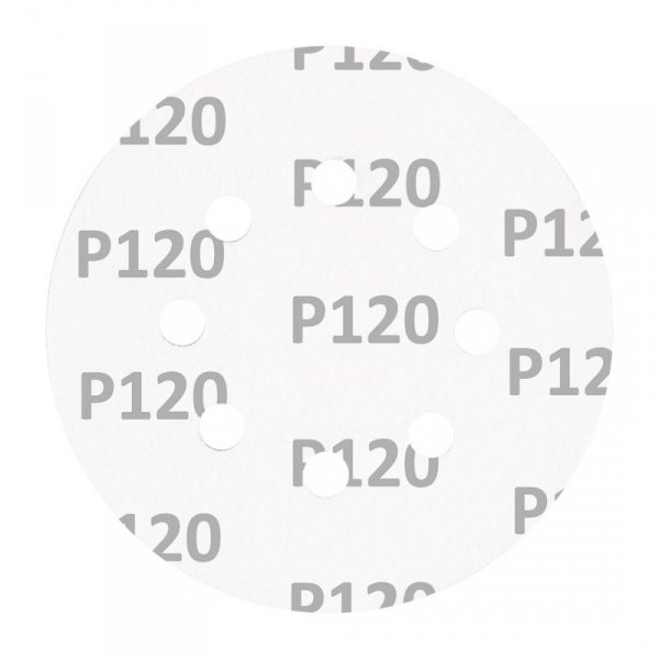 Krążki ścierne na rzep 125 mm, P120, 5 szt., z 8 otworami