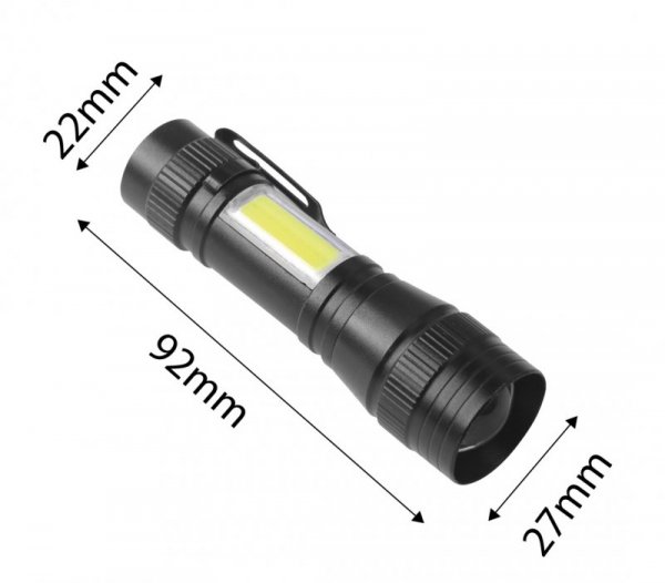 Latarka akumulatorowa XPE+COB 220lm, wielokrotność 12 szt.