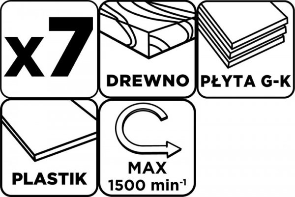 Otwornice do drewna 26 - 63 mm, h 50 mm, zestaw 7 szt.