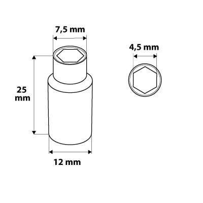 Nasadka sześciokątna 1/4&quot;, 4.5 mm, superlock