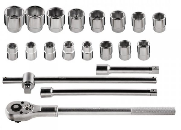 Klucze nasadowe 3/4&quot;, zestaw 21 szt.