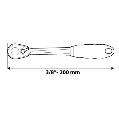Grzechotka odgięta 3/8&quot;, 200 mm