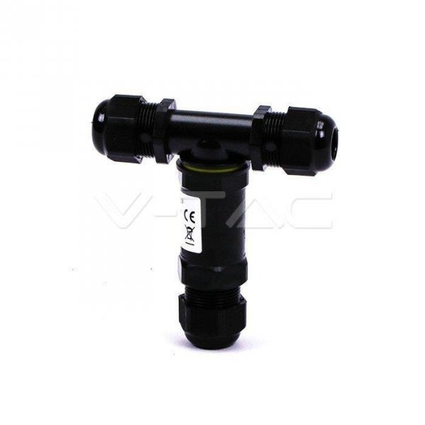 Złączka Mufa Hermetyczna Czarna Trójnik 0.5-4mm2 Średnica kabla 8-12mm IP68 V-TACC VT-869 2 Lata Gwarancji