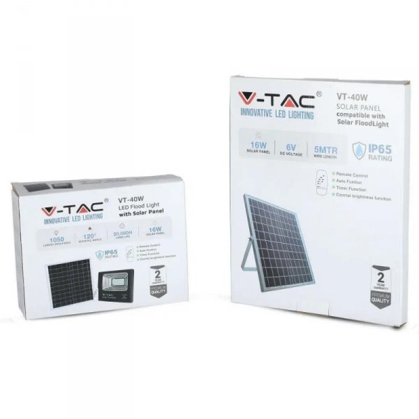 Projektor LED Solarny V-TAC 16W IP65 VT-40W 4000K 1050lm 2 Lata Gwarancji