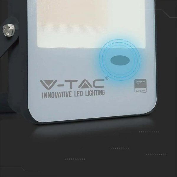Projektor LED V-TAC 100W Czujnik Światła SAMSUNG CHIP 100lm/W Czarny VT-117 6500K 10000lm 5 Lat Gwarancji