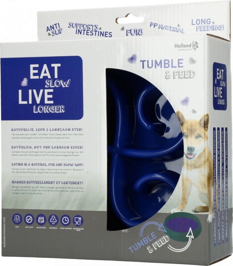 Eat Slow Live Longer TUMBLE FEEDER miska spowalniająca niebieska