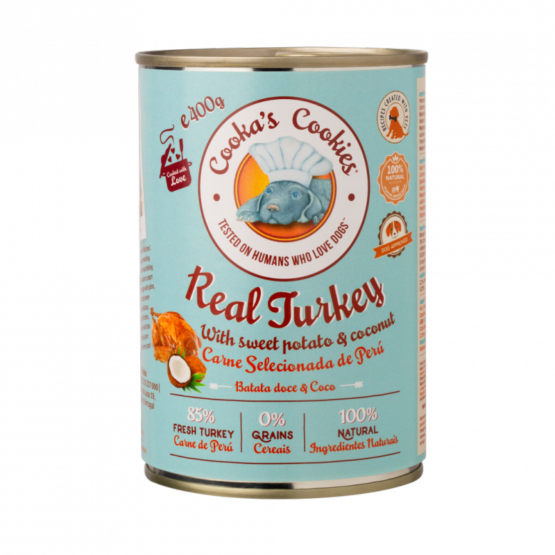 Cooka’s Cookies REAL TURKEY Karma mokra dla psów z indykiem 400g x 6 szt.