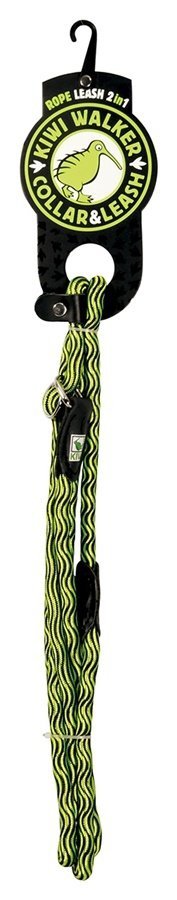 Kiwi Walker ROPE LEAD 2in1 Smycz i obroża zielono-czarna