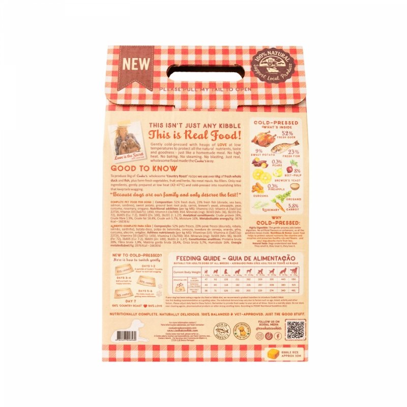 Cooka's Cookies COUNTRY ROAST - Półwilgotna karma tłoczona na zimno z kaczką i rybą 3kg