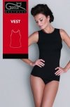 Koszulka Vest 60 Den – basicowa elegancja. Bez rękawów, z technologią bezszwową, perfekcyjnie dopasowuje się do ciała. Podkreśla figurę, zapewniając swobodę ruchów i komfort. Polski producent.