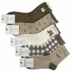 Skarpetki damskie bawełniane z misiami, kratką i kokardką-5 par 35-38