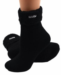 Czarne zimowe skarpety damskie WARM – puszyste, ciepłe i stylowe 38-41