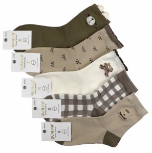 Skarpetki damskie bawełniane z misiami, kratką i kokardką-5 par 35-38