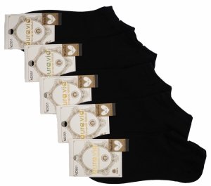 Zestaw 5 par czarnych stopek unisex z wysokiej jakości bawełny–AuraVia 38-41 