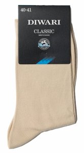 Beżowe skarpety garniturowe DIWARI Classic z bawełny czesanej 44-45