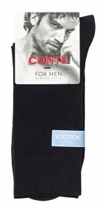 Garniturowe skarpety CONTE–czerń na każdą okazję dla eleganckiego mężczyzny 42-43 