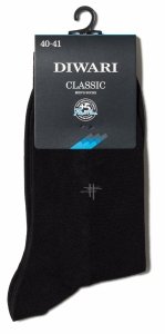 DIWARI CLASSIC–ponadczasowe czarne skarpety męskie z bawełny czesanej 42-43