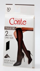 Podkolanówki  Conte Tulle 30 Den (2 pary) – Subtelny Efekt Tiulu. 