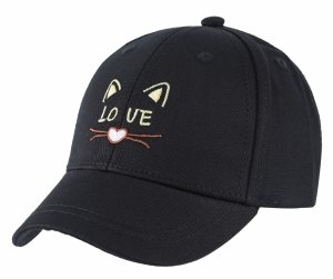 Czarna czapka dziecięca z haftem kotka LOVE Be Snazzy 100% bawełny