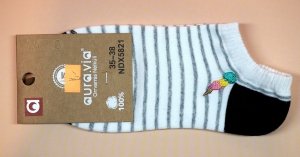 Bawełniane stopki Auravia w paski z haftem lodów, 38-41