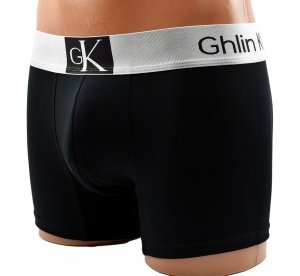 Bokserki męskie Aura.Via czarne z połyskującym pasem, rozmiar L