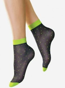 Lores Pois Giali – czarne skarpetki w neonowe kropki