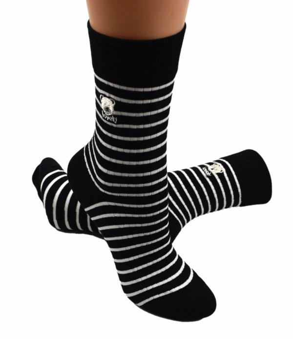 Skarpetki damskie w paski Aura.Via z uroczym misiem. 5 par bawełnianych skarpet, które są jednocześnie modne i zabawne.