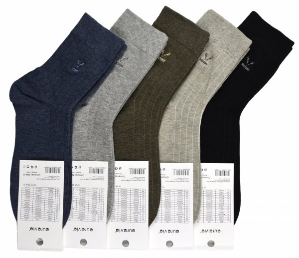 Zestaw męskich skarpet w prążki, komfort bawełny i haft VICTORY 43-46 