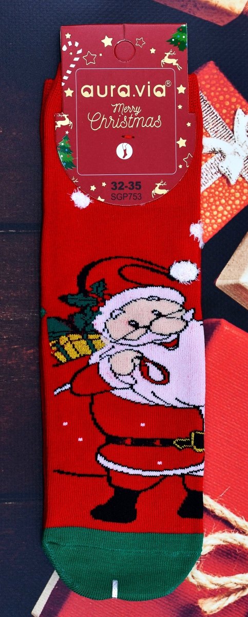 Świąteczne skarpety Aura.Via z brokatem–wyjątkowy blask na zimę 32-35