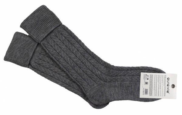 Szare podkolanówki z wełny alpaki–ciepłe, miękkie,eleganckie i piękny splot 38-41
