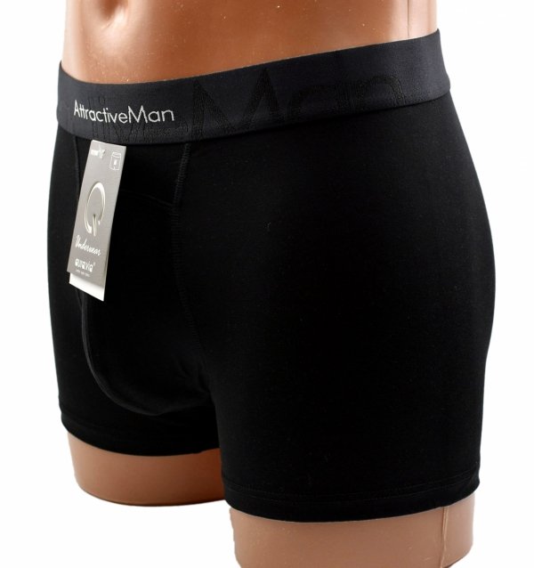 Bokserki męskie Auravia–czarne, bambus 85%, elastyczny pas AttractiveMan, rozmiar L