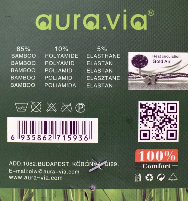 Skład: 85% bambus, 10% poliamid, 5% elastan.