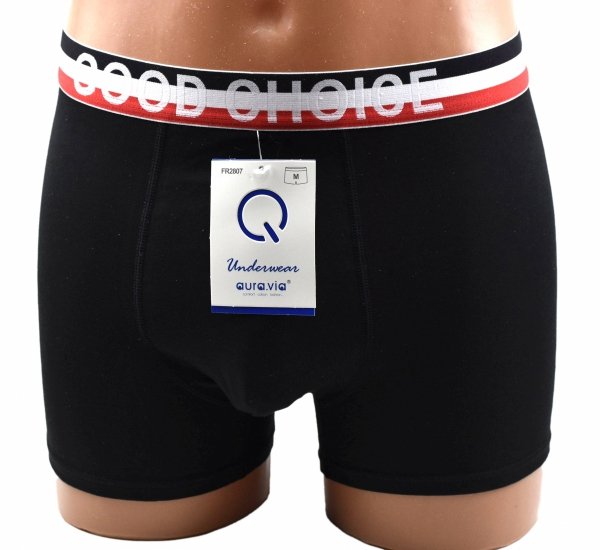Czarne bokserki męskie Aura.Via–bawełna i szeroka gumka GOOD CHOICE, rozmiar 3XL