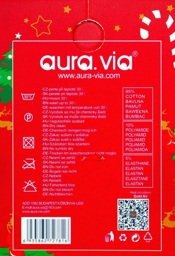 Skarpety świąteczne dziecięce 24-27 AuraVia,skarpety unisex mikołaj prezent