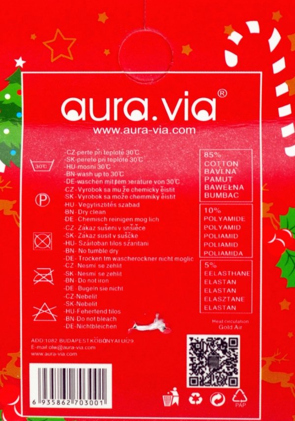 Skarpety świąteczne 32-35 AuraVia,skarpetki gwiazdka unisex mikołaj prezent