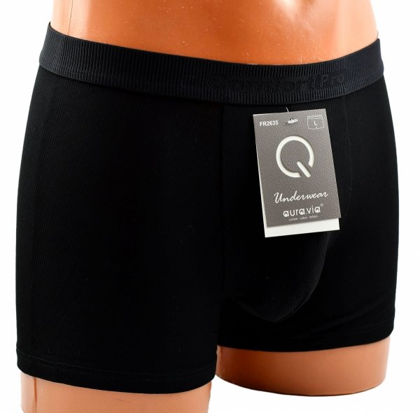 Czarne bambusowe bokserki prążkowane Aura.Via Comfort Pro, rozmiar 2XL