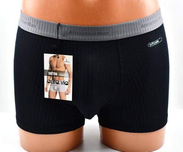 Prążkowane bokserki Auravia–czarne, classic fit, płaskie szwy, rozmiar 3XL