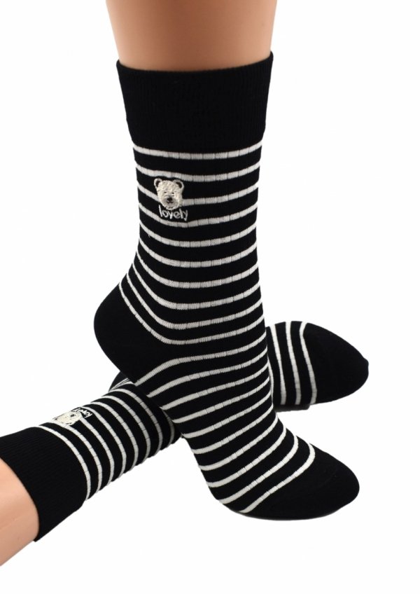 Skarpetki damskie Aura.Via – paski, misie i 5 par w jednym zestawie. Styl, humor i komfort każdego dnia.