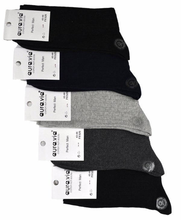 Zestaw 5 par męskich skarpet Aura.Via – delikatnie prążkowane, bezszwowe i doskonale dopasowane. Idealne do garnituru lub jeansów.