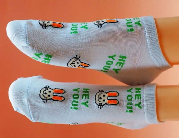 Bawełniane stopki Auravia „HEY YOU!” niebieskie, 38-41