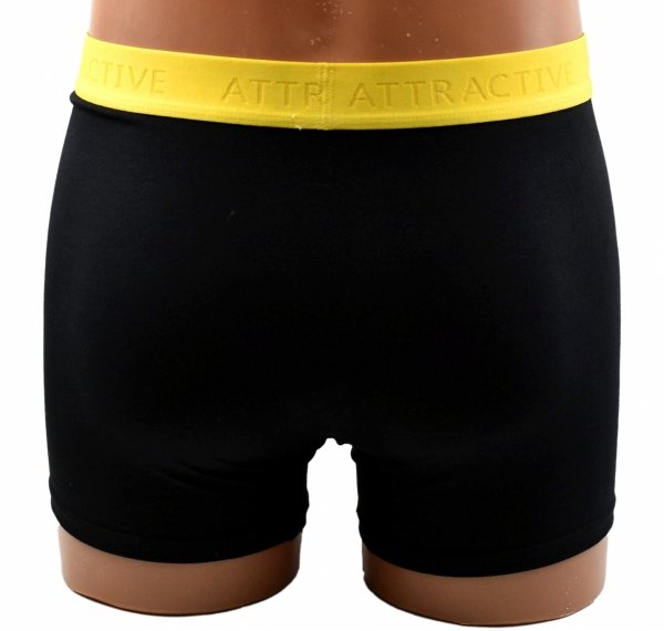 Aura.Via bokserki męskie bawełniane – czarne z żółtym pasem ATTRACTIVE, L