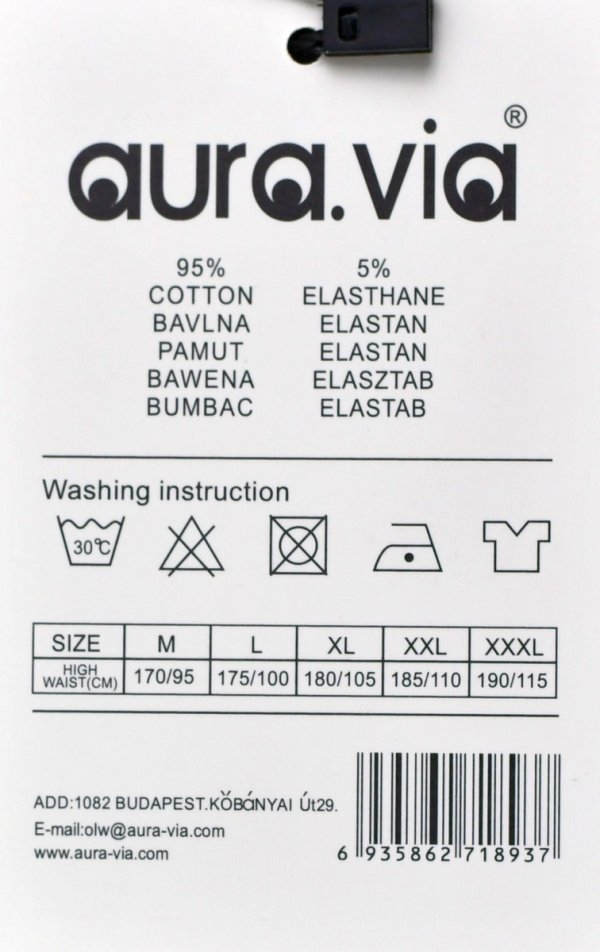 Prążkowane bokserki Auravia–czarne, classic fit, płaskie szwy, rozmiar 3XL