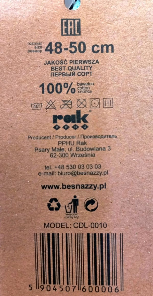 Kapelusz z zabawnym wzorem haftowane oczy 100 % bawełniany roz 48-50 cm