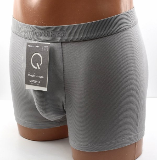 Prążkowane bokserki bambusowe w jasnoszarej odsłonie gwarantują komfort bez ograniczeń. Delikatny materiał idealnie dopasowuje się do sylwetki.