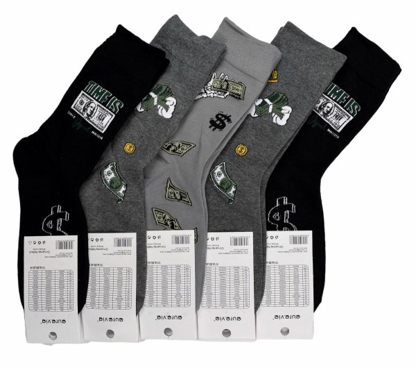 Aura.Via wesołe skarpety męskie 39-42–banknoty, dolary i monety w zestawie